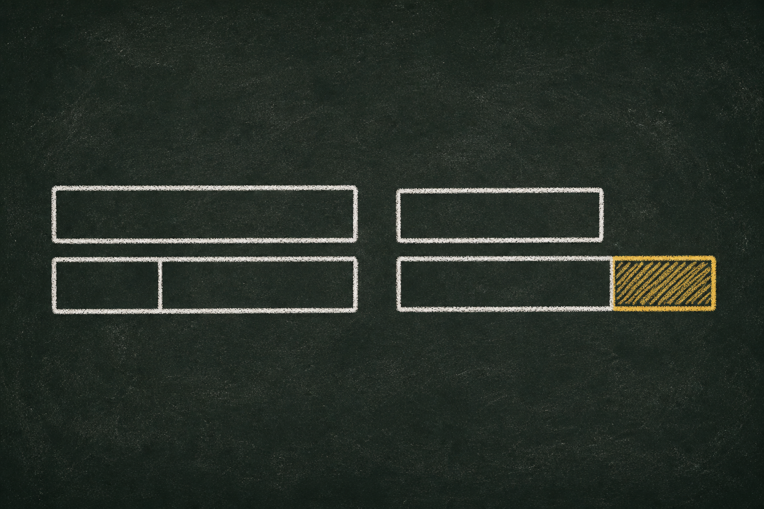 Chalk illustration of a part-whole bar beside a comparison bar with a honey-gold gap showing the difference.