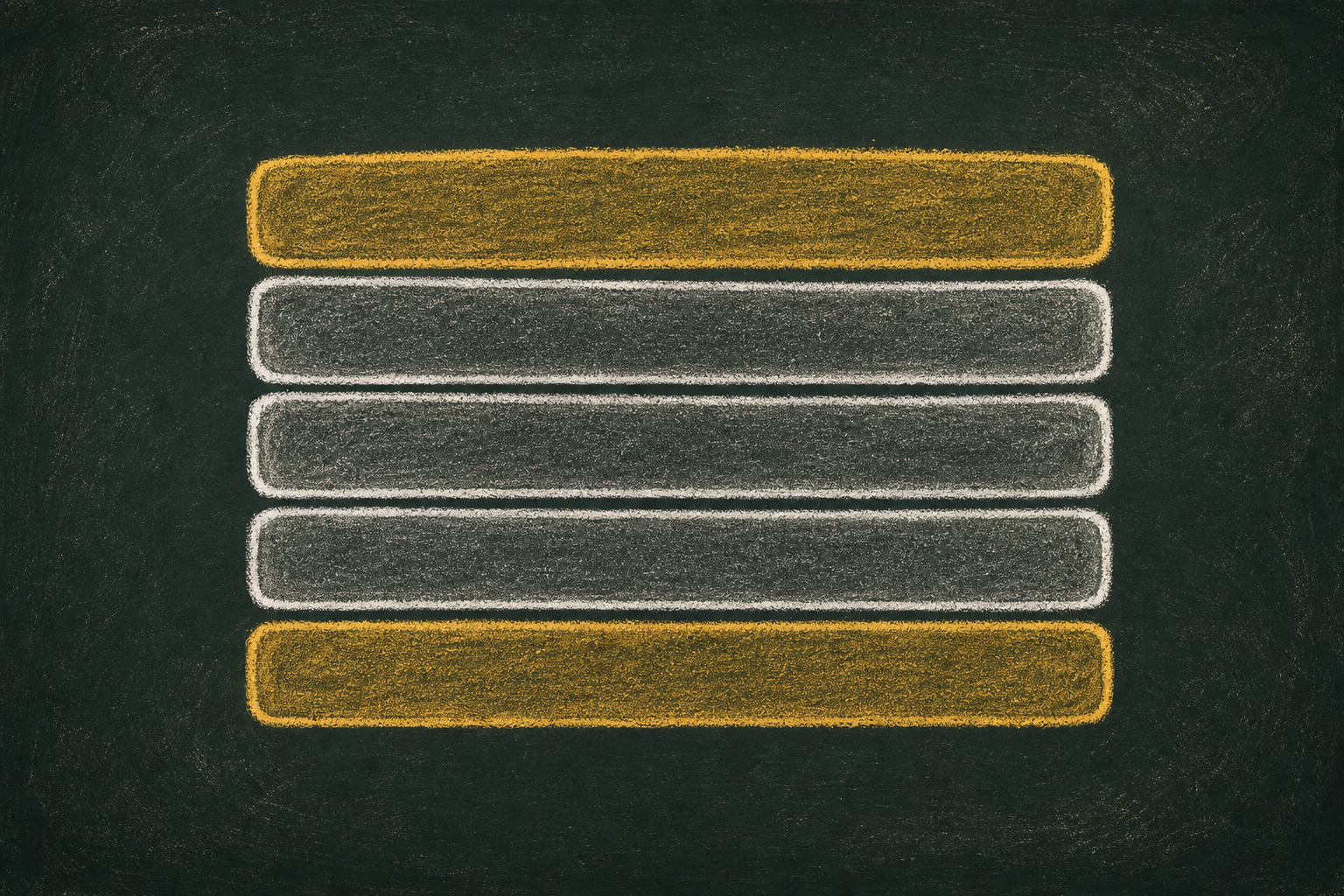 Chalk illustration of a stacked paragraph shape with a honey-gold top bar for the topic sentence, detail bars, and a closing bar.